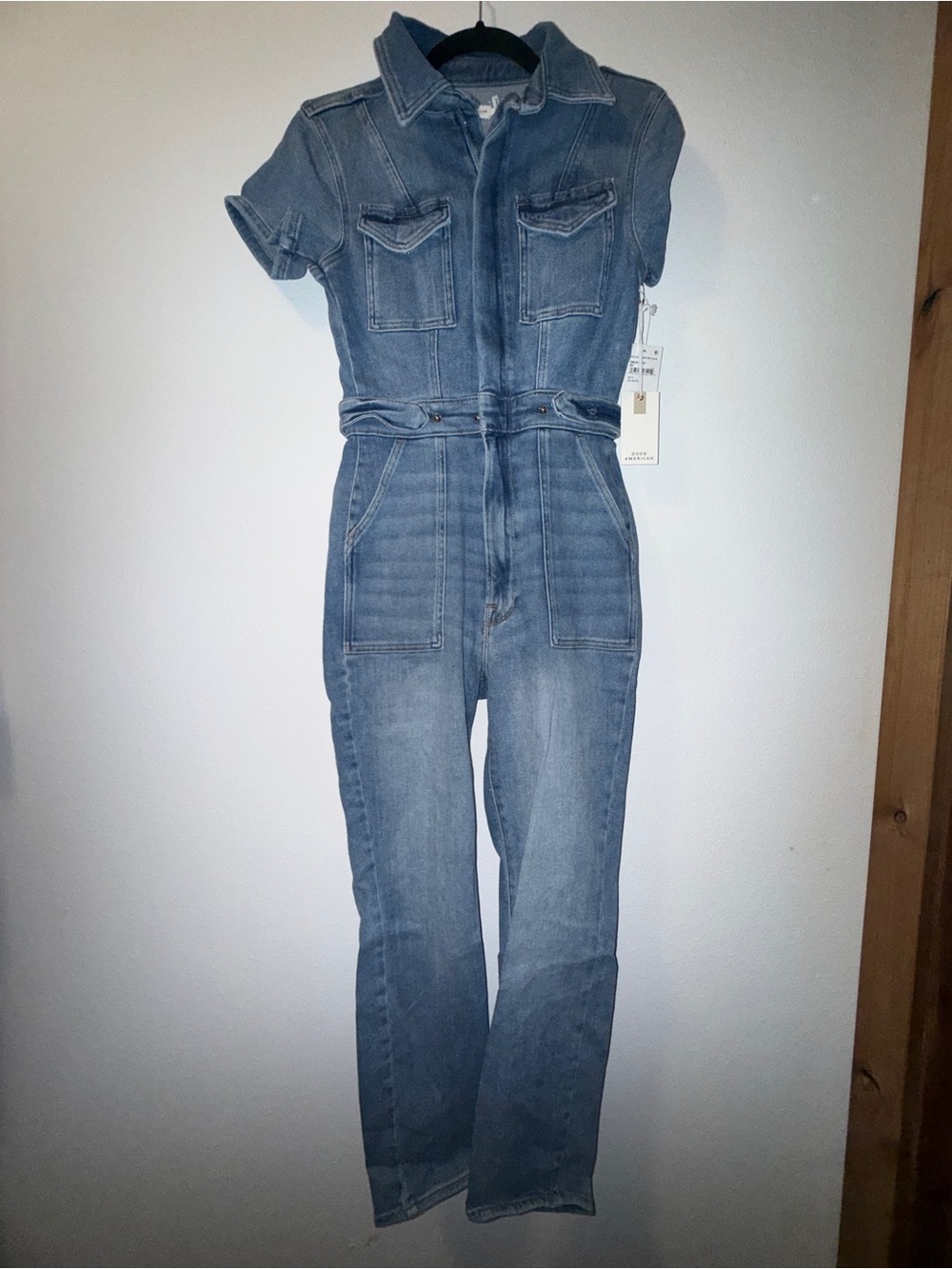 Good American Denim Jumpsuit Romper in Light Blue